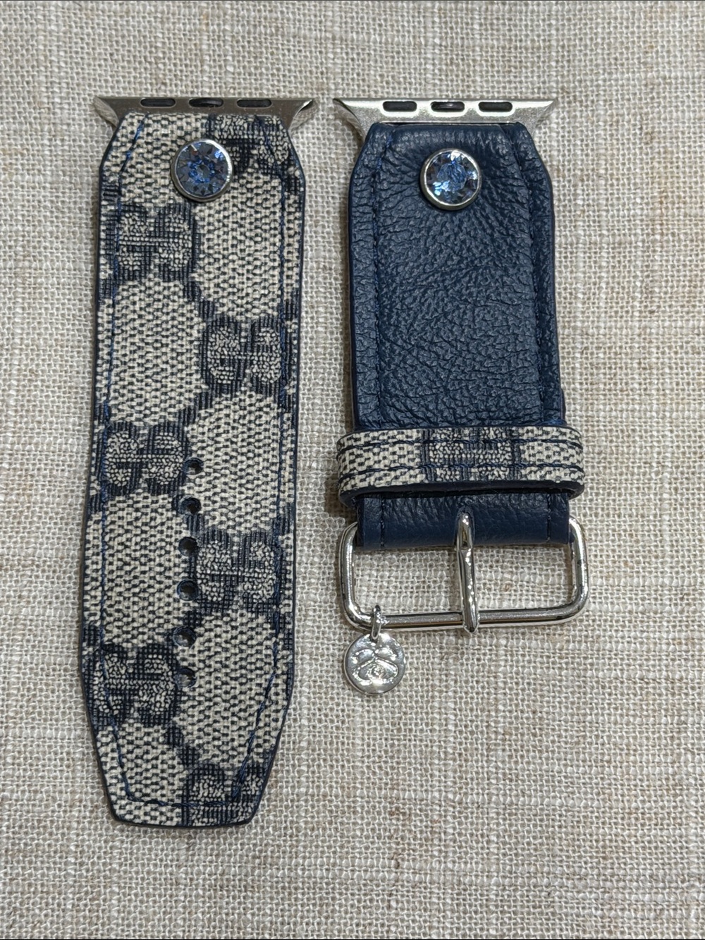 Authentic Gucci Blue Canvas Apple Watch band.